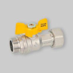VALVOLA A SFERA GAS M/F CON DADO GIREVOLE E FARFALLA ALLUMINIO BUGATTI 3/4" x 3/4" DN 15