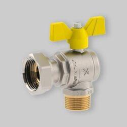 VALVOLA A SFERA GAS AD ANGOLO M/F CON DADO GIREVOLE E FARFALLA ALLUMINIO FIV 1" x 1"1/4