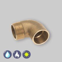 GOMITO A 90° FILETTATO MASCHIO IN BRONZO A SALDARE 14 x 1/2"