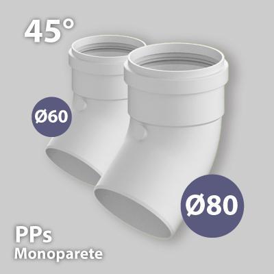 CURVA A 45° IN PPS PER CALDAIA A CONDENSAZIONE Ø60 mm