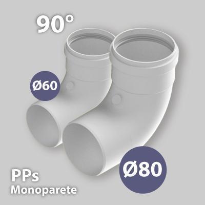 CURVA A 90° IN PPS PER CALDAIA A CONDENSAZIONE Ø60 mm
