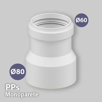 RIDUZIONE M/F IN PPs PER CALDAIA A CONDENSAZIONE Ø80 M x Ø60 F