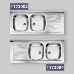 LAVELLO INOX 2 VASCHE DA APPOGGIO 120 X 50 Sx