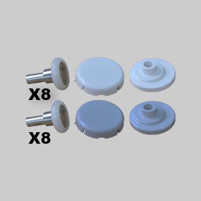 KIT DI RICAMBIO PER SCORRIMENTO CON CUSCINETTI Cromato (Per pareti vasca)