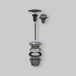 PILETTA A SCATTO PER LAVABO E BIDET IN ACCIAIO INOX "MANITAPI" NERO tappo Ø 63 in ceramica nera